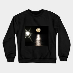 The sun with the moon on the surface of the sea Crewneck Sweatshirt